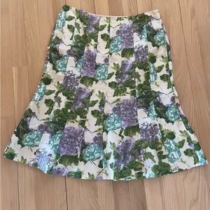 Ann Taylor Floral Cotton/Silk Knee Length Easter Skirt 10